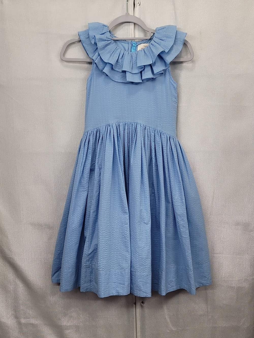 The Middle Daughter Postcard Dress in Sky Seersucker Size 9-10
